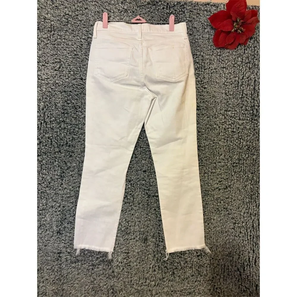 J. Crew Women's Boyfriend Jeans Size 25 White Raw Hem Denim